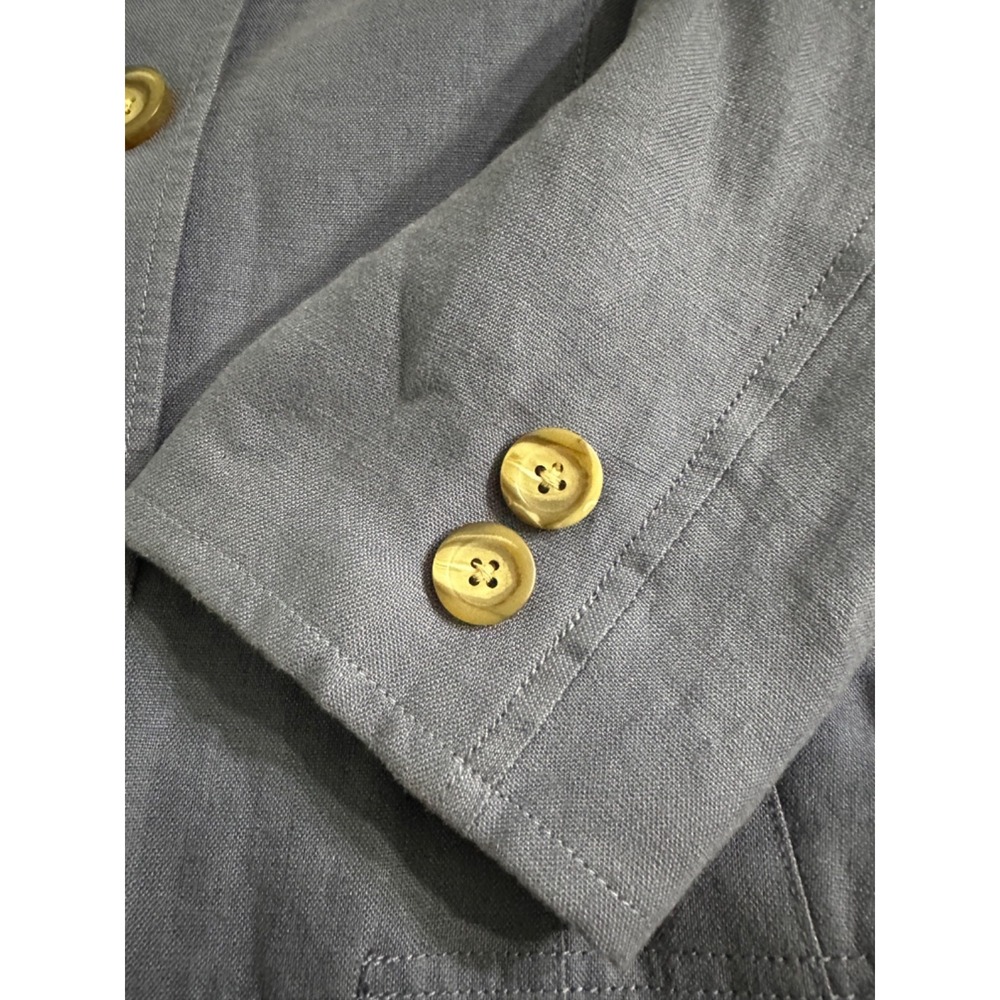L.L.Bean Blazer Women's Blue 100% Linen Size 14 Button Up Jacket Classic - Picture 11 of 11